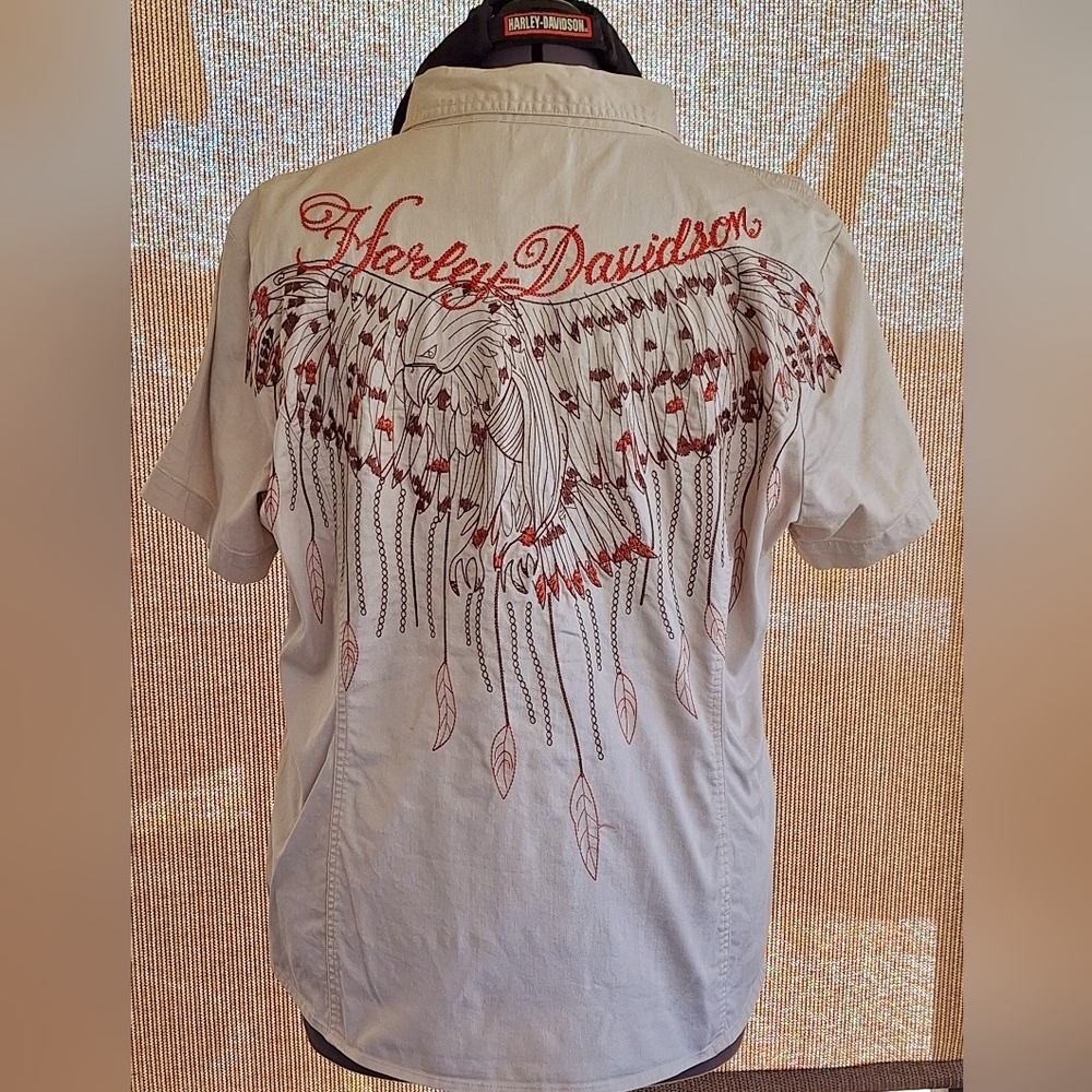 Harley Davidson Eagle Embroidered Zip Top